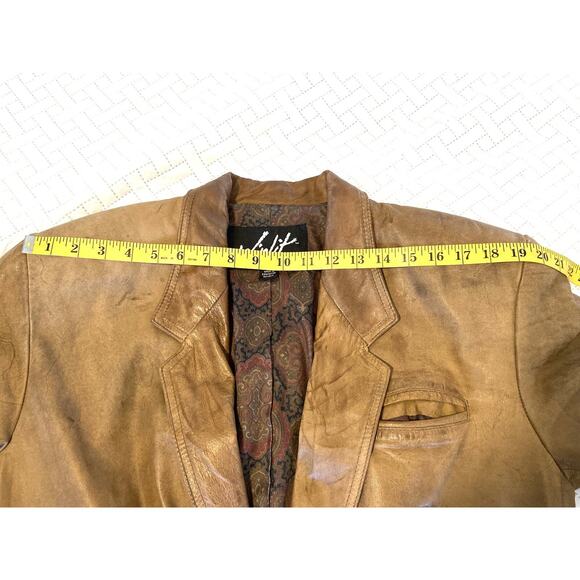 Winlit tan/brown vintage genuine leather jacket Blazer Vintage 80s/90s - Picture 8 of 16